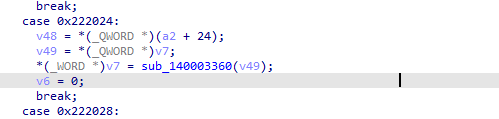 Disassembly showing the eb driver IOCTL 0x222024 handler