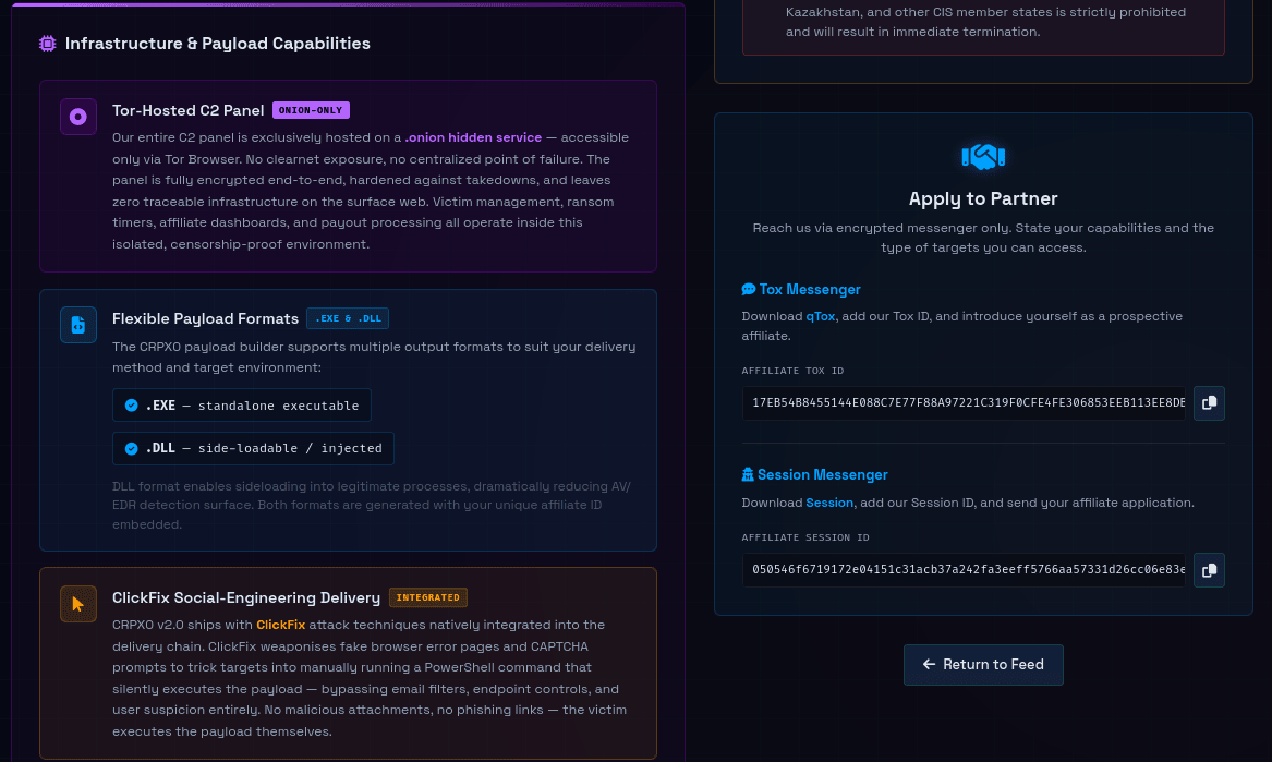 CRPx0 clearnet relay and Tor-backed infrastructure overview.