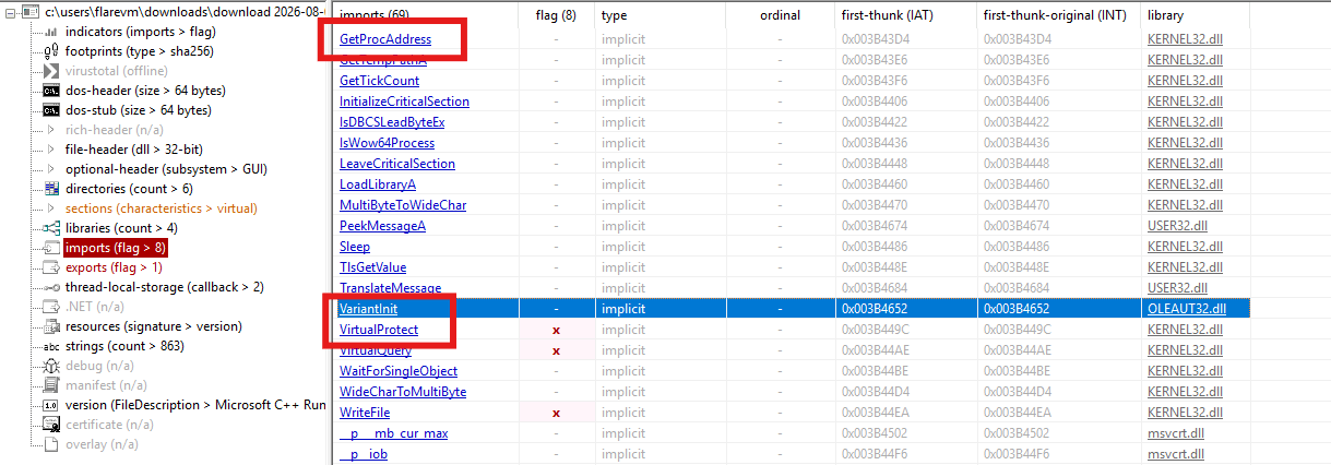 Stage 3 data.dll overview showing the loader structure and embedded Python bootstrap content.