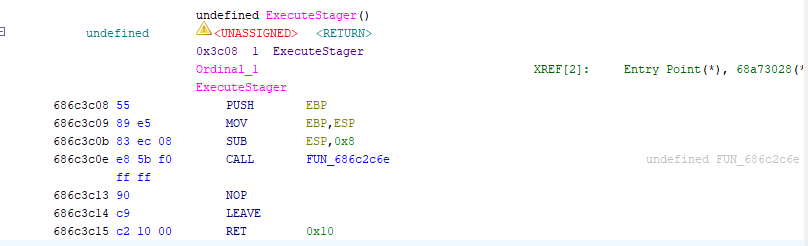 Stage 3 ExecuteStager flow showing runtime string decoding, Python download, extraction, and bootstrap execution.
